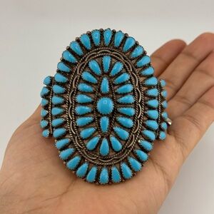 Stunning 1970s Zuni Petit Point Cluster Cuff